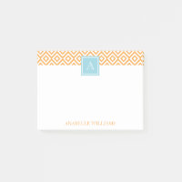 Orange Diamonds Motif et Aqua Monogram