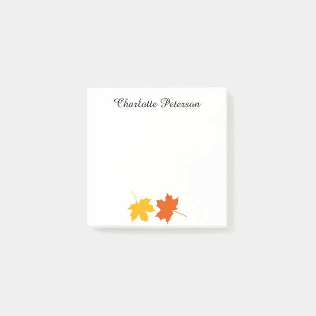 Post-it® Orange Jaune Feuille d'érable d'automne Thankgivin (Devant)