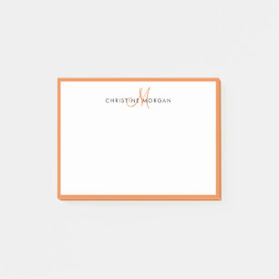 Post-it® Orange simple chic minimaliste nom monogramme