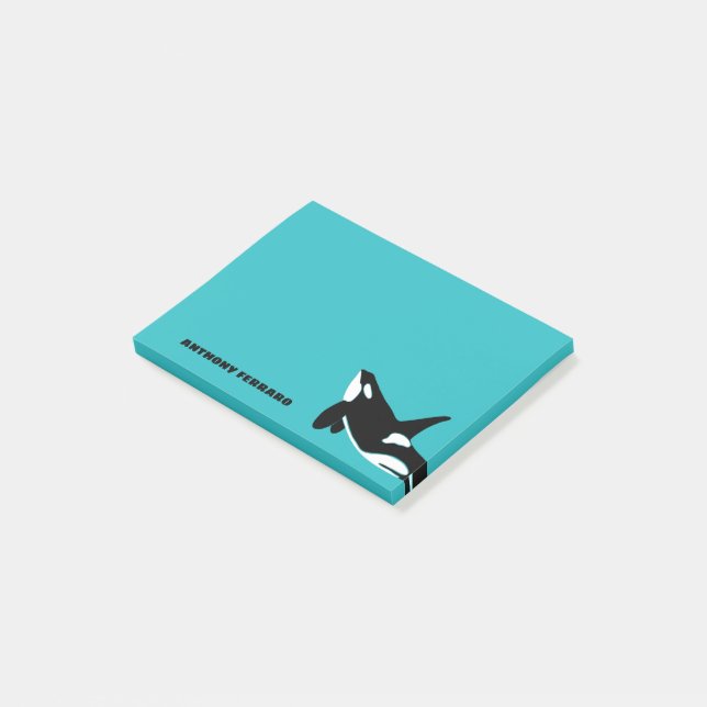 Post-it® Orcas Tueur Baleines Turquoise Bleu Personnalisé (Incliné)