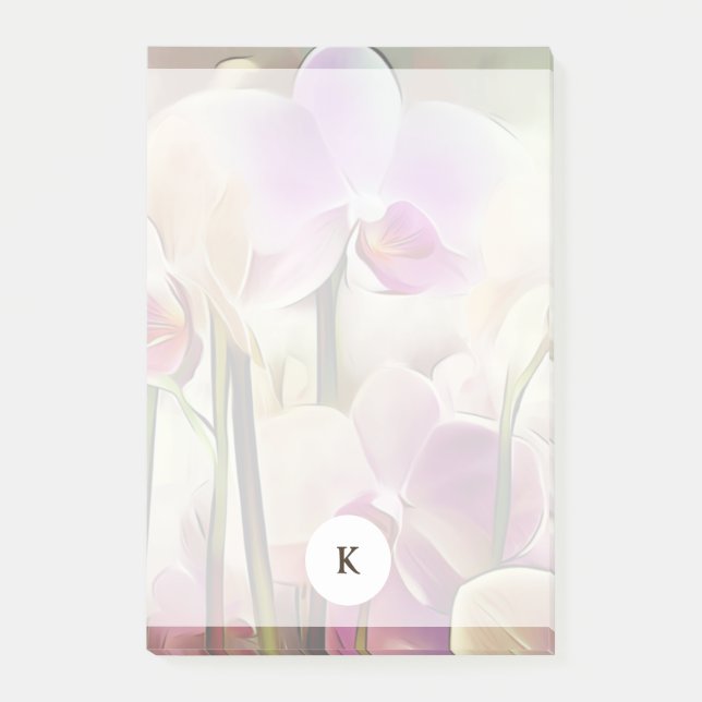 Post-it® Orchidées Modernes | Ajouter votre initiale (Devant)