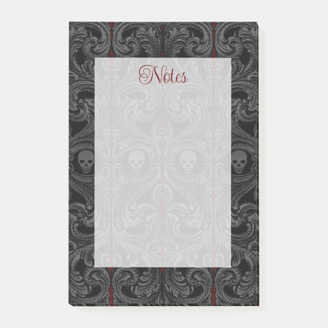 Post-it® Ornement Goth Grey avec crâne (Devant)