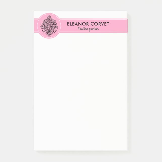 Post-it® Ornement Mandala noir et rose (Devant)