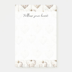 Post-it® Ornements coeurs gris crème chic