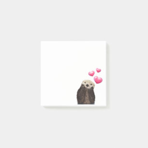 Post-it® Otter mignonne avec Coeurs d'Amour Rose
