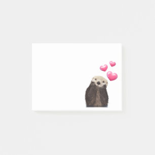 Post-it® Otter mignonne avec Coeurs d'Amour Rose