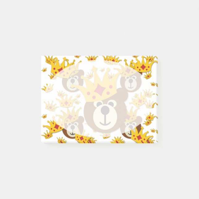 Post-it® Ours en peluche souriant avec couronne (Devant)