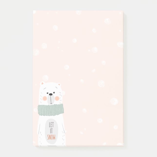 Post-it® Ours polaire - Laisser neiger - Noël mignon (Devant)
