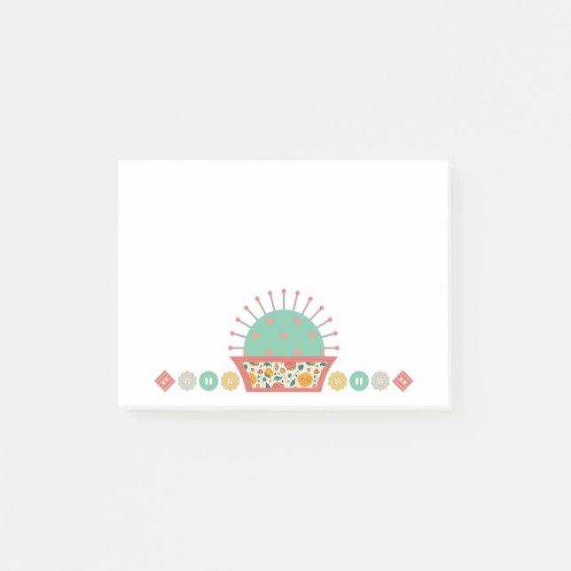 Post-it® ouvrière couturière florale de couture de pelote à (Devant)