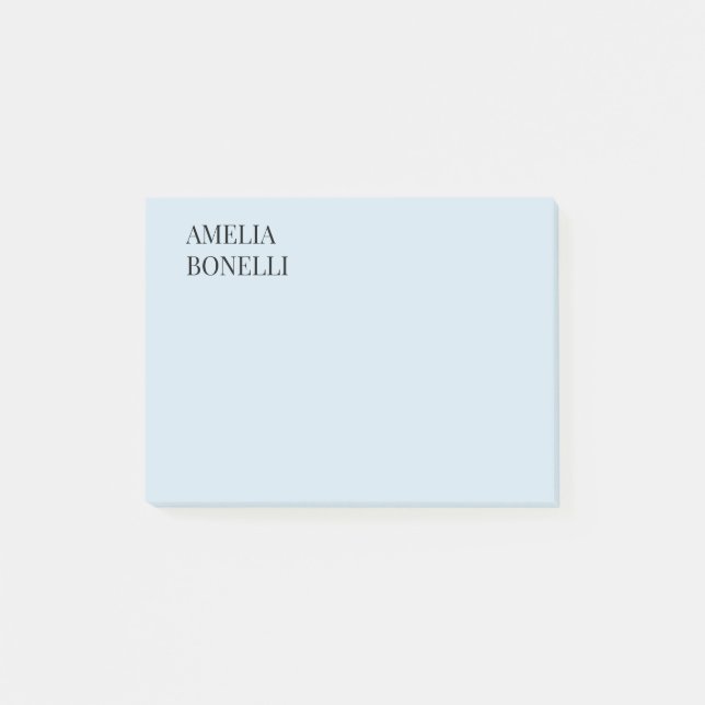 Post-it® Own Name Modern Minimalist Professional Plain Blue (Devant)