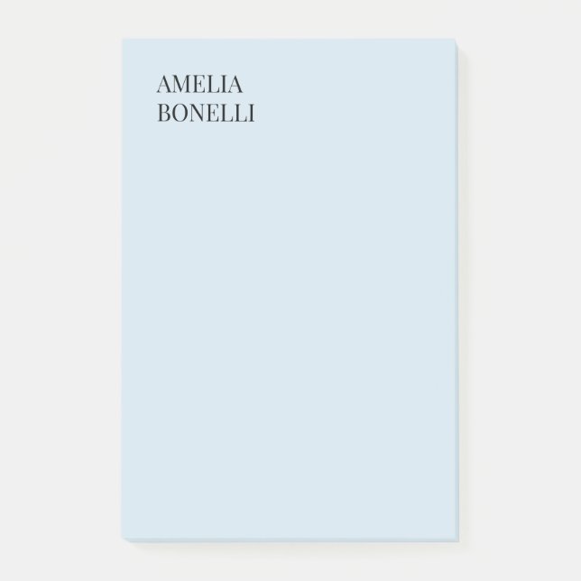Post-it® Own Name Modern Minimalist Professional Plain Blue (Devant)