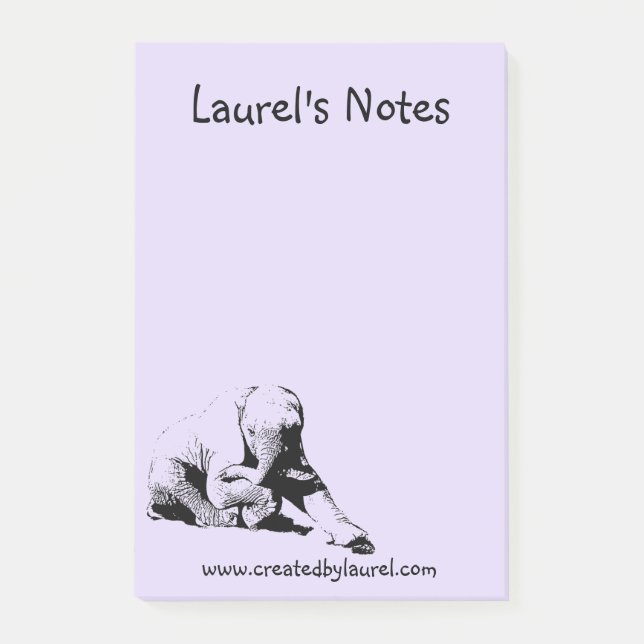 Post-it® Pad à note violette avec éléphant bébé (Devant)