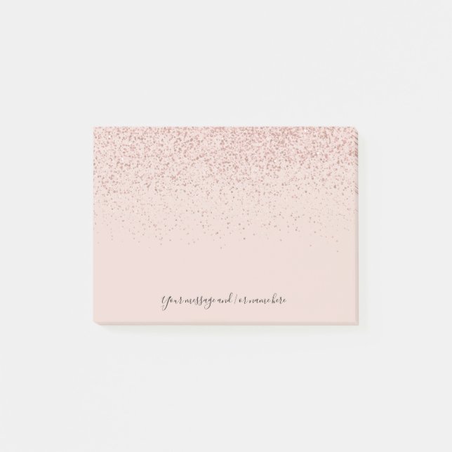 Post-it® Paillettes Or Rose Votre Message (Devant)