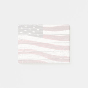 Post-it® Painted American Flag on Rustic Wood Texture