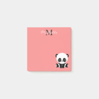 Panda à assise mignonne Monogramme Saumon personna