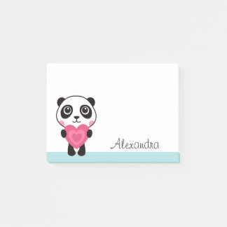 Post-it® Panda avec le nom personnalisé par coeur