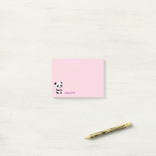 Post-it® Panda mignonne avec un coeur rose Nom personnalisé