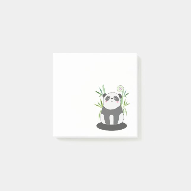 Post-it® Panda noir et blanc mignonne en Bambou (Devant)