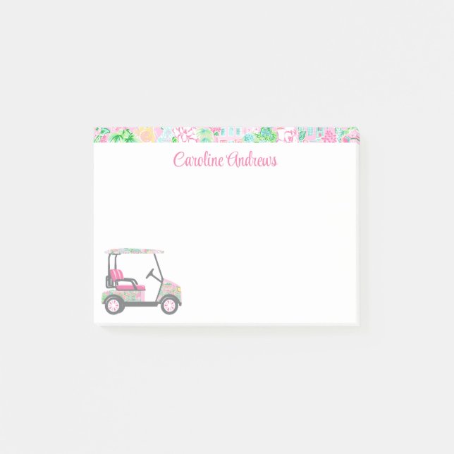 Post-it® Panier de golf Pink & Green Palm Beach personnalis (Devant)