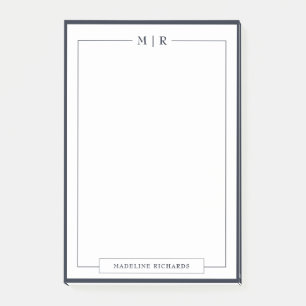 Post-it® Papeterie classique à bordure bleu marine monogram