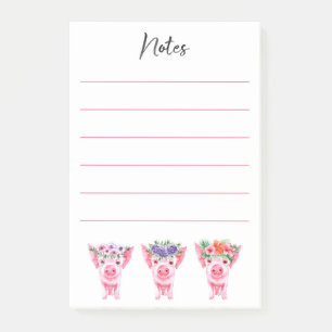 Post-it® Papier adhésif cochons floraux