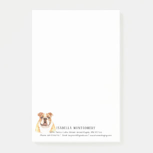Post-it® Papier autocollant personnalisé Bulldog aquarelle