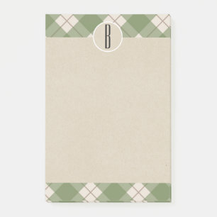 Post-it® Papier kraft à carreaux crème vert monogramme rust