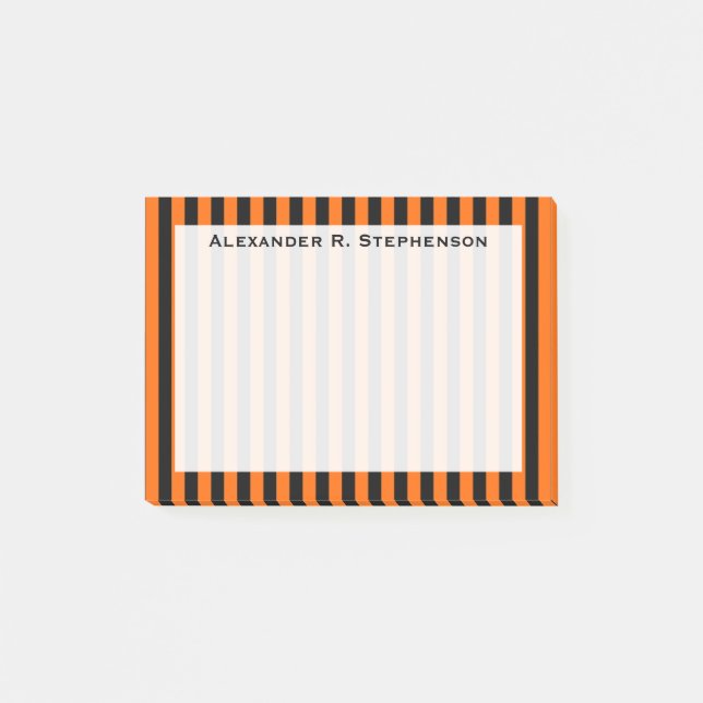 Post-it® Papier notes à monogramme vertical Halloween orang (Devant)