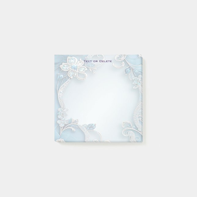 Post-it® Papier notes floral orné bleu (Devant)
