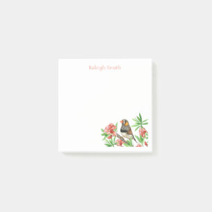 Post-it® Papier notes personnalisé avec oiseau sur fleurs r