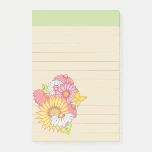 Post-it® Papier notes Post It Fleurs sauvages vertes (Devant)