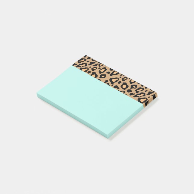 Post-it® Papier notes Post It Imprimé Léopard Turquoise Rét (Incliné)