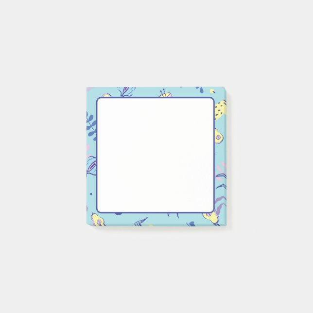 Post-it® Papier-notes quotidiennes à motif floral Aqua (Devant)