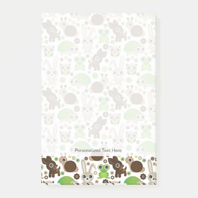 Post-it® papier peint d'animal lapin de la tortue de cerf (Devant)