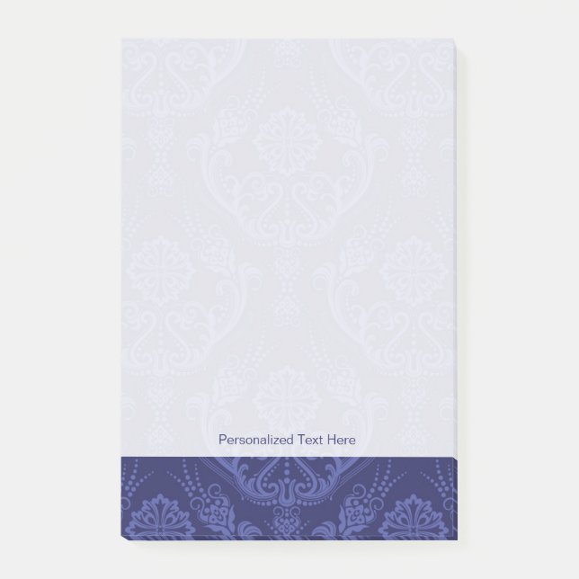Post-it® Papier peint floral bleu de luxe de damassé (Devant)