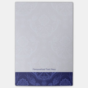 Post-it® Papier peint floral bleu de luxe de damassé