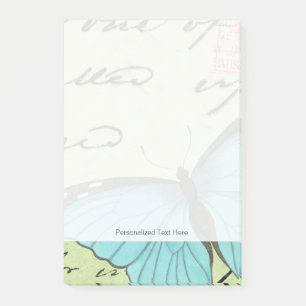 Post-it® Papillon à ailes bleues sur carte postale Turquois