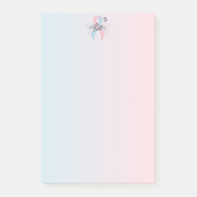 Post-it® Papillon à ruban de sensibilisation rose et bleu c (Devant)