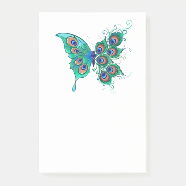 Post-it® Papillon aux plumes de paon vert (Devant)