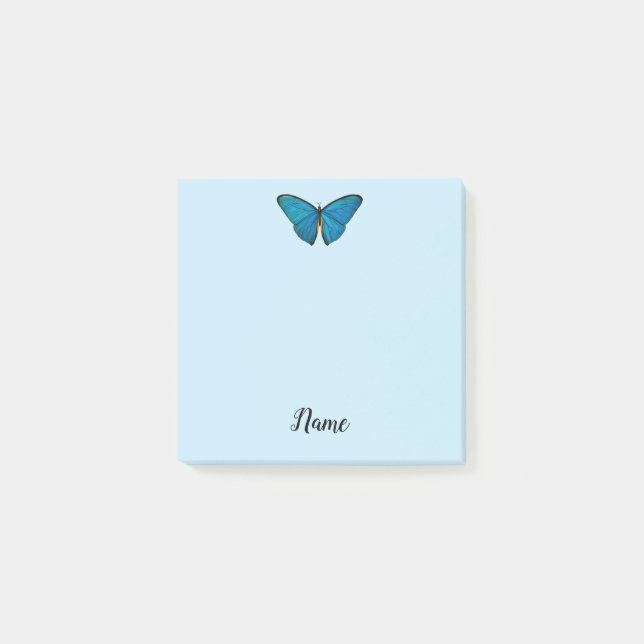 Post-it® Papillon Bleu Poster It Note Pad Nom personnel (Devant)