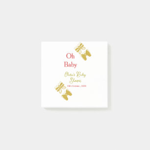 Post-it® Papillon doré baby shower rouge oh bébé moderne