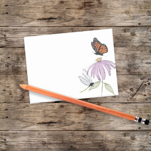 Post-it® Papillon élégant et fleurs violettes Élégant blanc