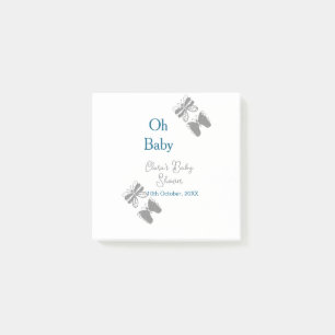 Post-it® Papillon gris bleu baby shower oh bébé moderne tex