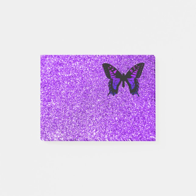 Post-it® Papillon pourpre sur la Parties scintillant (Devant)