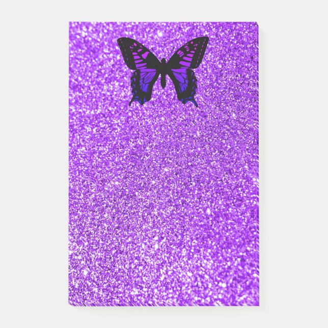 Post-it® Papillon pourpre sur la Parties scintillant (Devant)