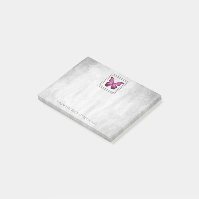 Post-it® Papillon rose Notes personnalisées (Incliné)