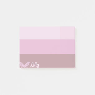 Post-it® Papillon rose violet rayé personnalisé