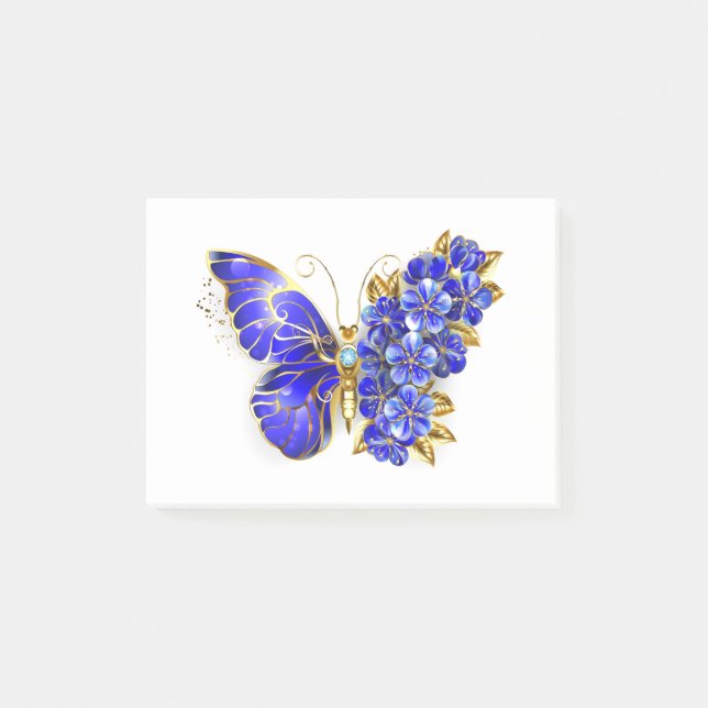 Post-it® Papillon saphir à fleurs (Devant)