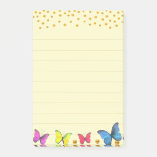 Post-it® Papillons multicolores et confettis dorés sur lign