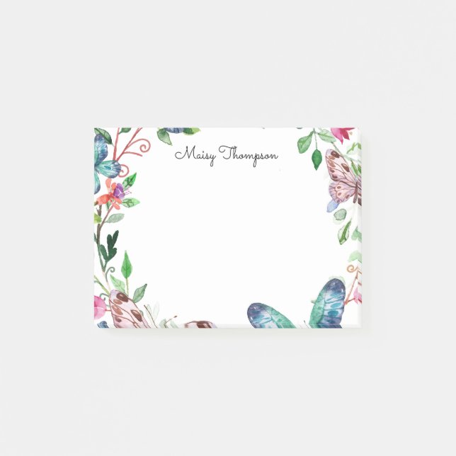 Post-it® Papillons Nom du monogramme floral (Devant)